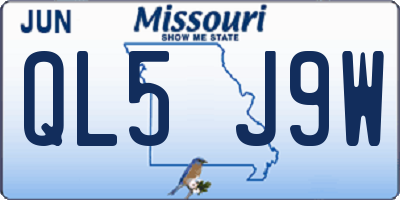 MO license plate QL5J9W
