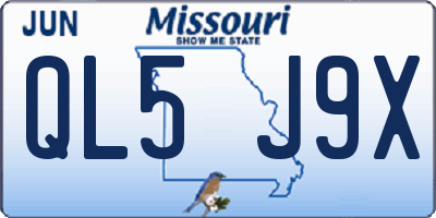 MO license plate QL5J9X