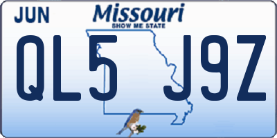 MO license plate QL5J9Z