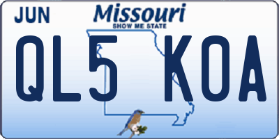 MO license plate QL5K0A