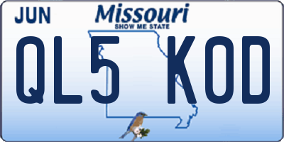 MO license plate QL5K0D