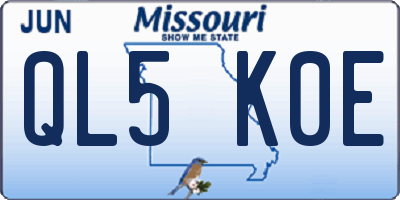 MO license plate QL5K0E