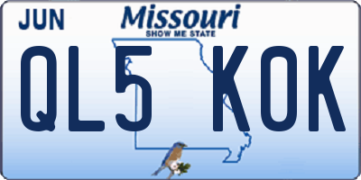 MO license plate QL5K0K