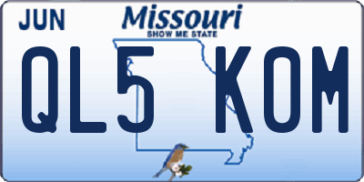 MO license plate QL5K0M