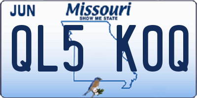 MO license plate QL5K0Q