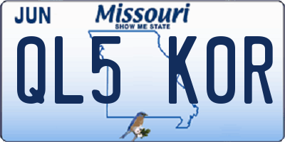 MO license plate QL5K0R