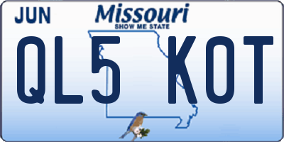 MO license plate QL5K0T