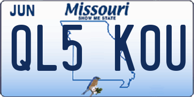 MO license plate QL5K0U