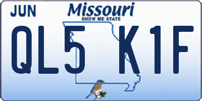 MO license plate QL5K1F