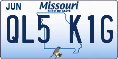 MO license plate QL5K1G