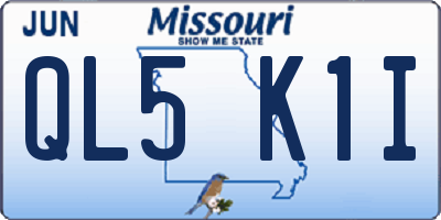 MO license plate QL5K1I
