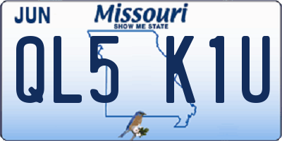 MO license plate QL5K1U