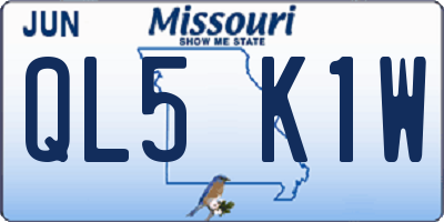 MO license plate QL5K1W