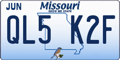 MO license plate QL5K2F