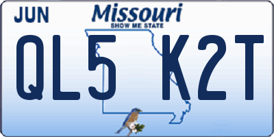 MO license plate QL5K2T