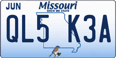 MO license plate QL5K3A