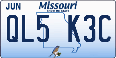 MO license plate QL5K3C