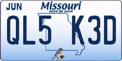 MO license plate QL5K3D