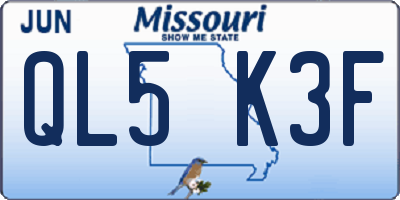 MO license plate QL5K3F