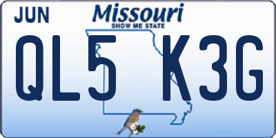 MO license plate QL5K3G