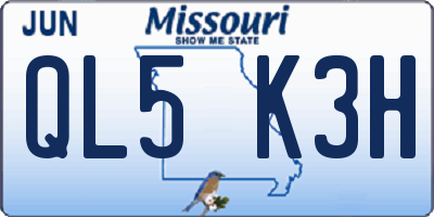 MO license plate QL5K3H