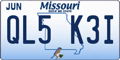 MO license plate QL5K3I
