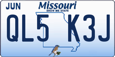 MO license plate QL5K3J
