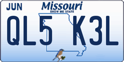 MO license plate QL5K3L