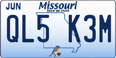 MO license plate QL5K3M