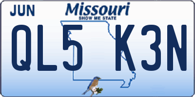 MO license plate QL5K3N