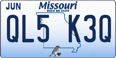 MO license plate QL5K3Q