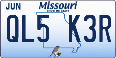 MO license plate QL5K3R