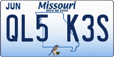 MO license plate QL5K3S