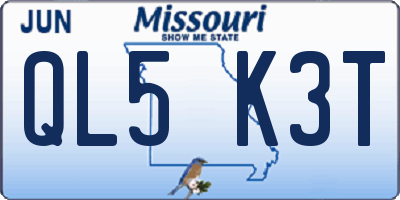 MO license plate QL5K3T