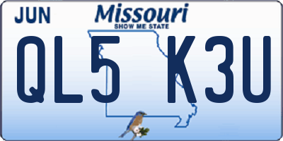 MO license plate QL5K3U