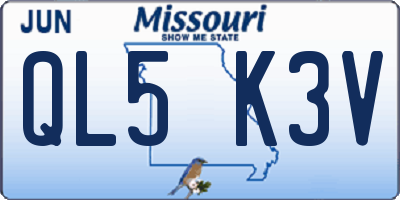 MO license plate QL5K3V