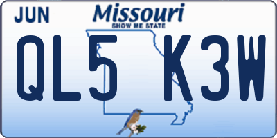 MO license plate QL5K3W