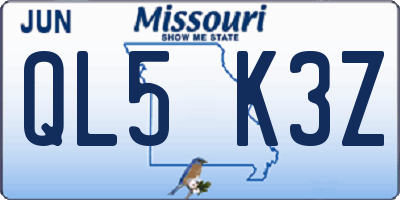 MO license plate QL5K3Z