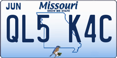 MO license plate QL5K4C