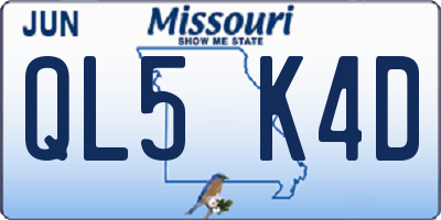 MO license plate QL5K4D