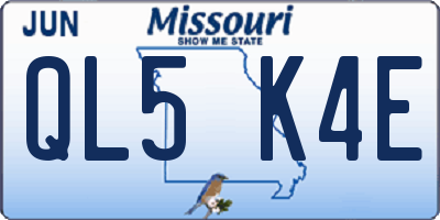 MO license plate QL5K4E