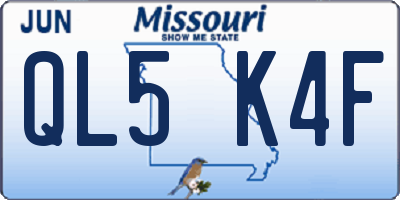 MO license plate QL5K4F
