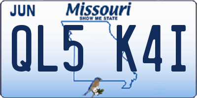 MO license plate QL5K4I