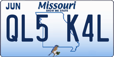 MO license plate QL5K4L