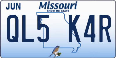 MO license plate QL5K4R