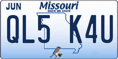 MO license plate QL5K4U