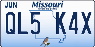 MO license plate QL5K4X