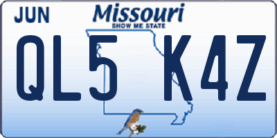 MO license plate QL5K4Z