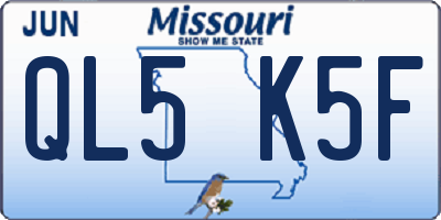 MO license plate QL5K5F
