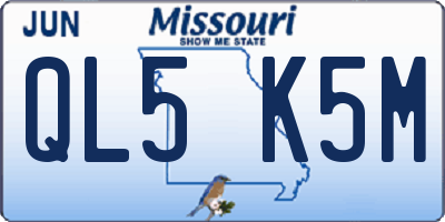 MO license plate QL5K5M